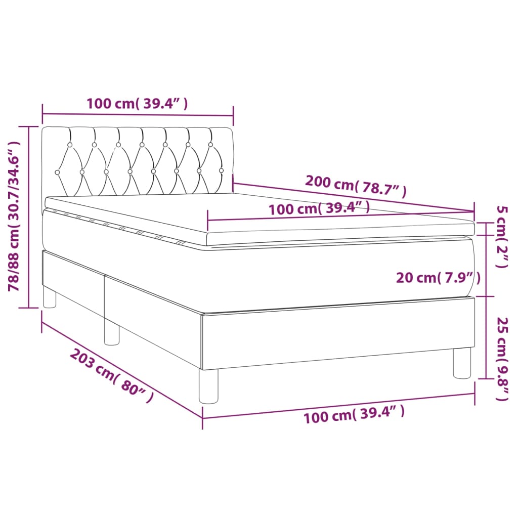 Box Spring Postel S Matrací A Led Samet Tmavě Šedá