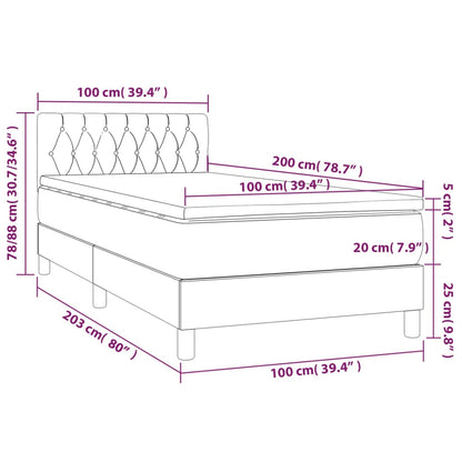 Box Spring Postel S Matrací A Led Samet Tmavě Šedá
