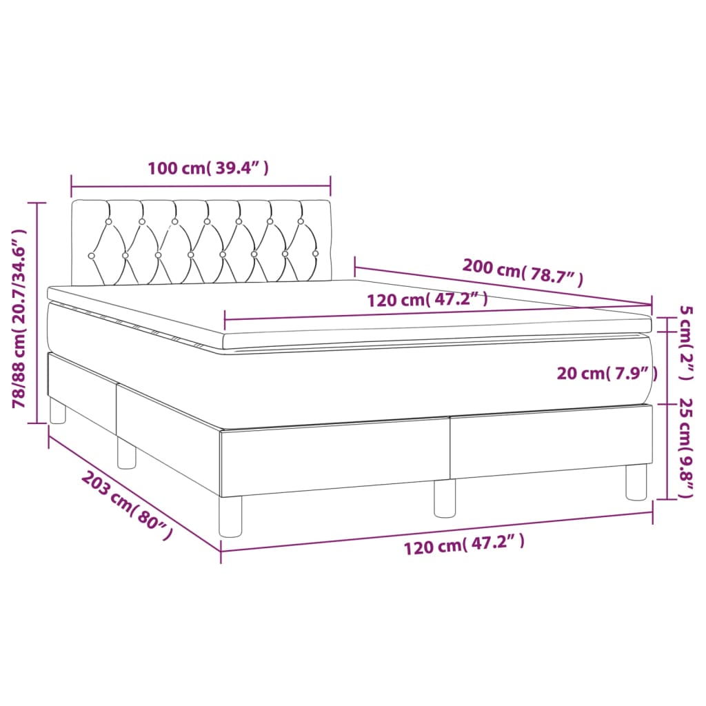 Box Spring Postel S Matrací A Led Samet Tmavě Šedá