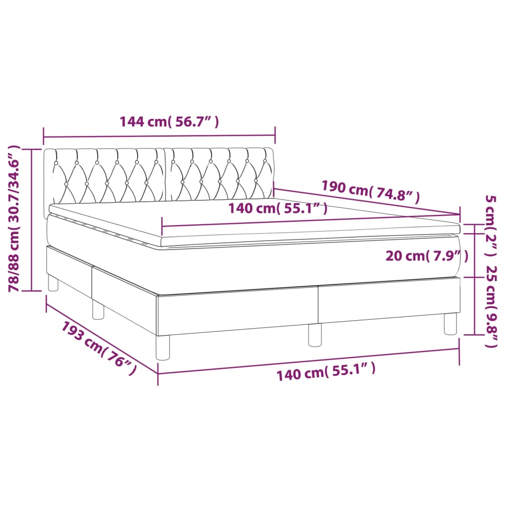 Box Spring Postel S Matrací A Led Samet Tmavě Šedá