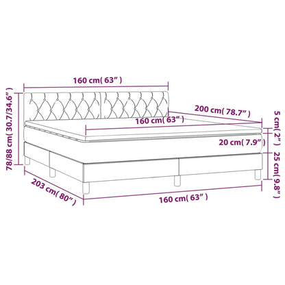 Box Spring Postel S Matrací A Led Tmavě Zelená 160X200 Cm Samet