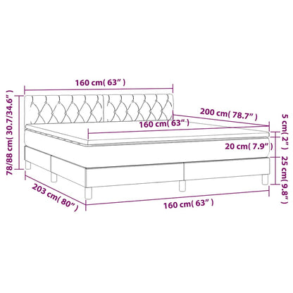 Box Spring Postel S Matrací A Led Tmavě Zelená 160X200 Cm Samet