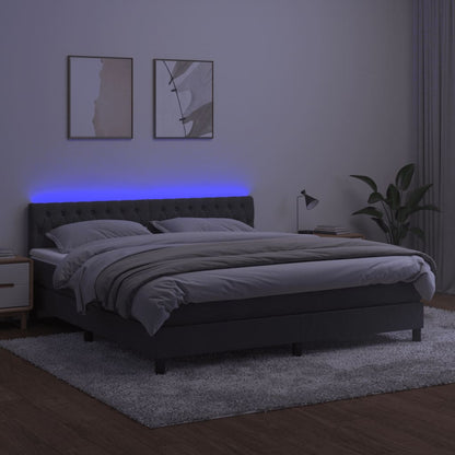 Box Spring Postel S Matrací A Led Samet Tmavě Šedá