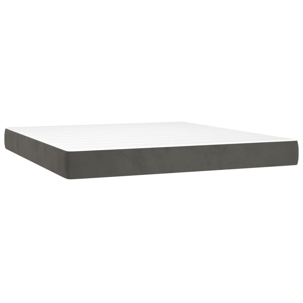 Box Spring Postel S Matrací A Led Samet Tmavě Šedá