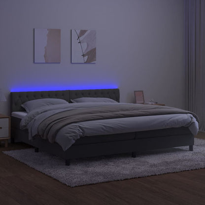 Box Spring Postel S Matrací A Led Samet Tmavě Šedá