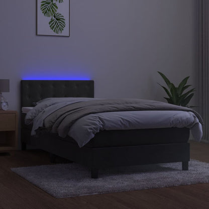 Box Spring Postel S Matrací A Led Samet Tmavě Šedá