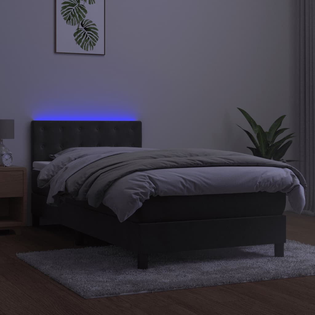 Box Spring Postel S Matrací A Led Samet Tmavě Šedá