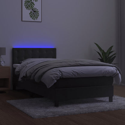 Box Spring Postel S Matrací A Led Samet Tmavě Šedá
