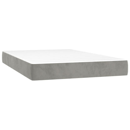 Box Spring Postel S Matrací A Led Světle Šedá 120X200 Cm Samet