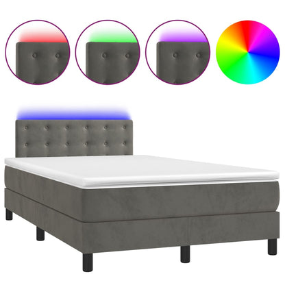 Box Spring Postel S Matrací A Led Samet Tmavě Šedá