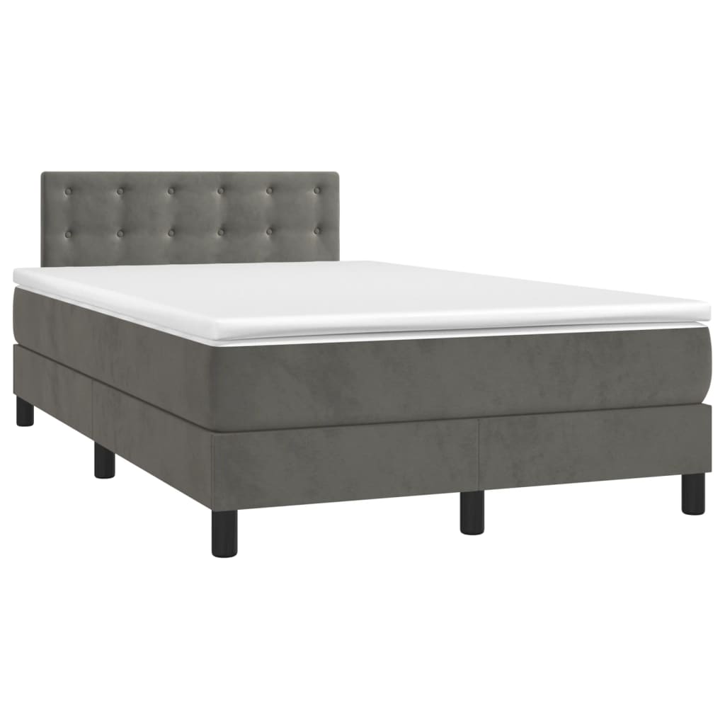 Box Spring Postel S Matrací A Led Samet Tmavě Šedá