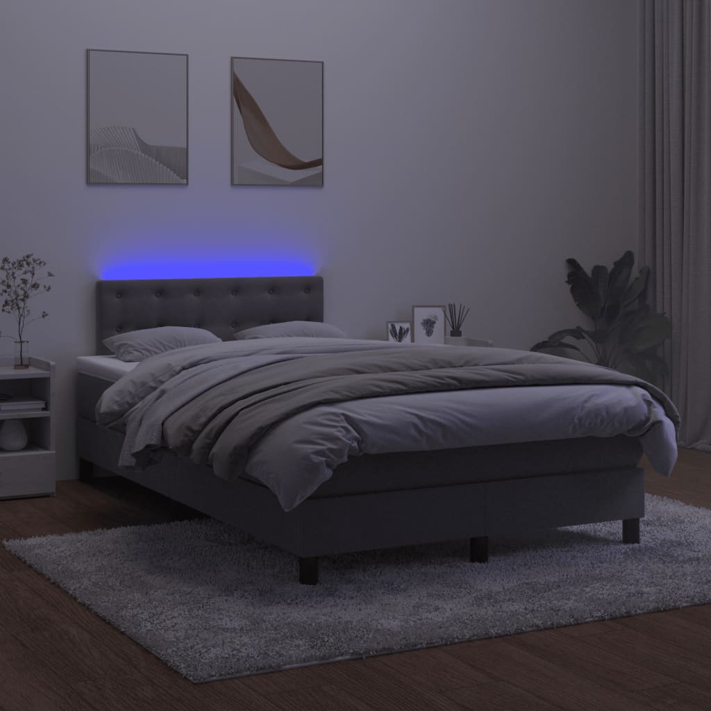 Box Spring Postel S Matrací A Led Samet Tmavě Šedá
