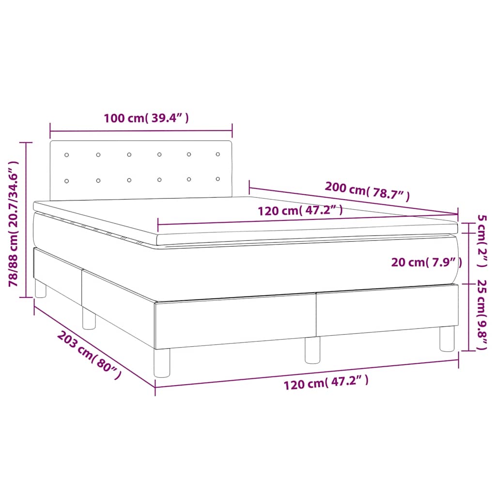 Box Spring Postel S Matrací A Led Tmavě Zelená 120X200 Cm Samet