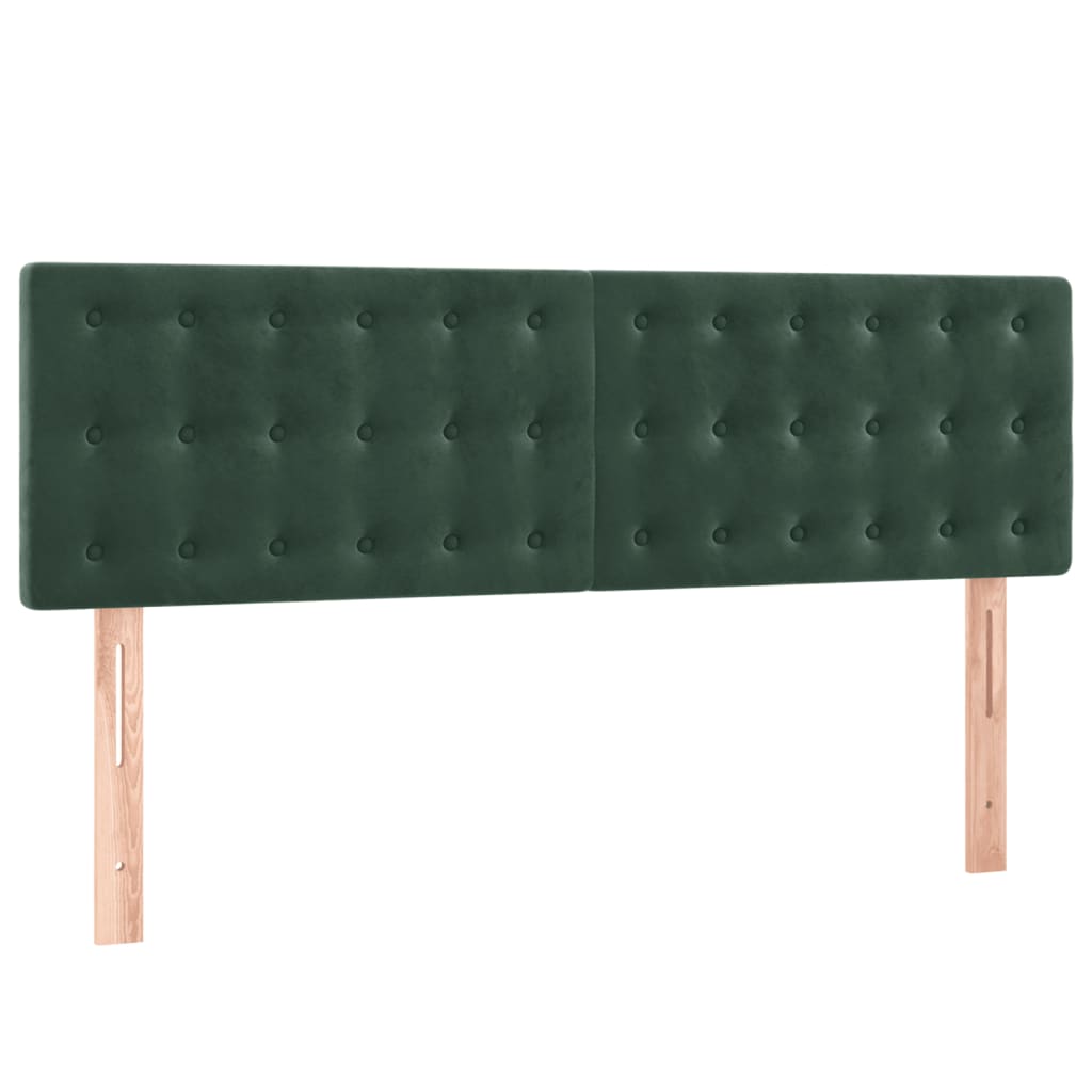 Box Spring Postel S Matrací A Led Tmavě Zelená 140X190 Cm Samet