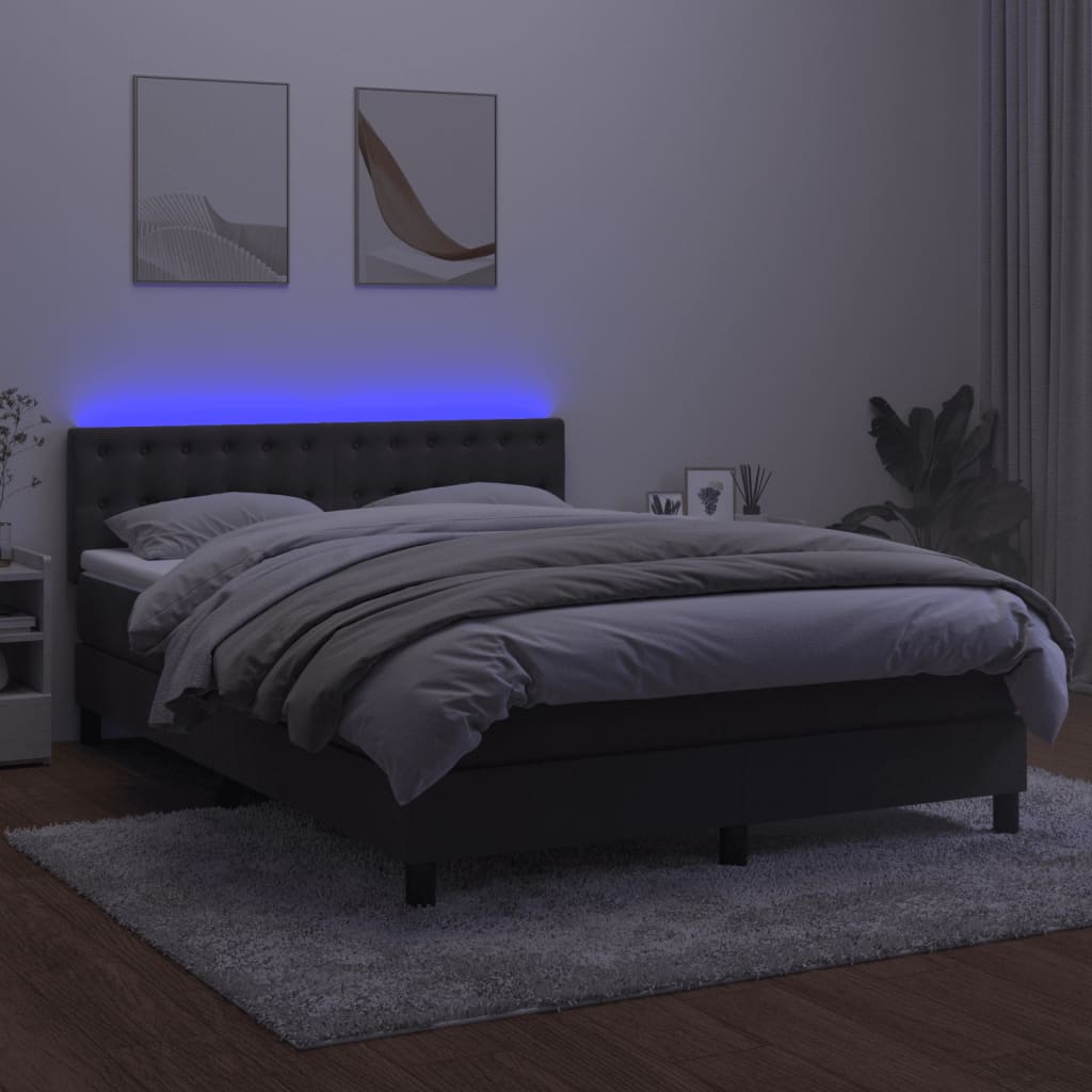 Box Spring Postel S Matrací A Led Samet Tmavě Šedá