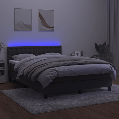 Box Spring Postel S Matrací A Led Samet Tmavě Šedá