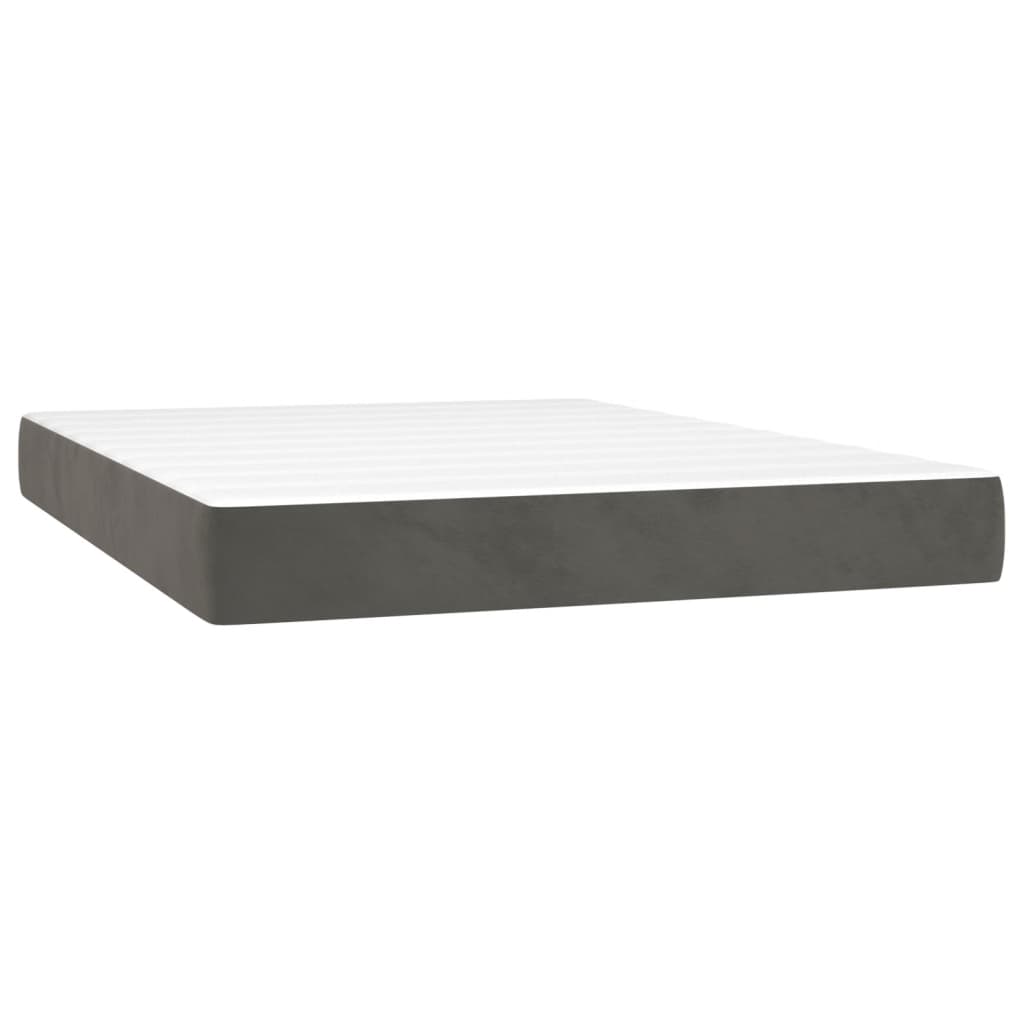Box Spring Postel S Matrací A Led Samet Tmavě Šedá