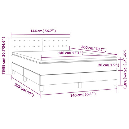 Box Spring Postel S Matrací A Led Samet Tmavě Šedá