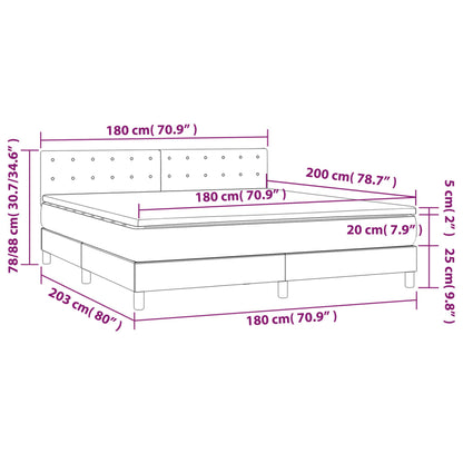 Box Spring Postel S Matrací A Led Světle Šedá 180X200 Cm Samet