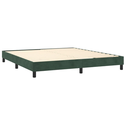 Box Spring Postel S Matrací A Led Tmavě Zelená 180X200 Cm Samet
