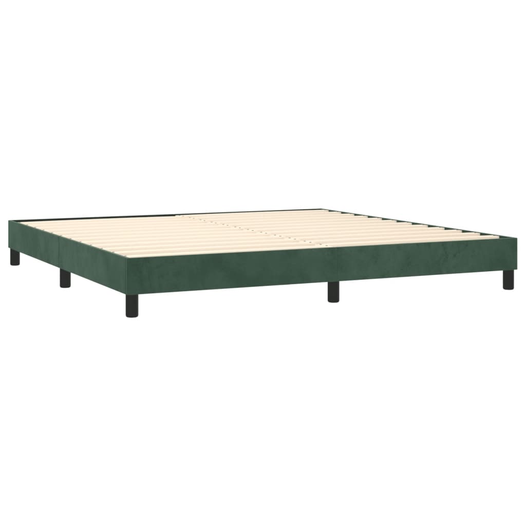 Box Spring Postel S Matrací A Led Tmavě Zelená 200X200 Cm Samet