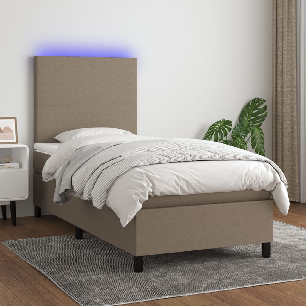 Box Spring Postel S Matrací A Led Textil Taupe
