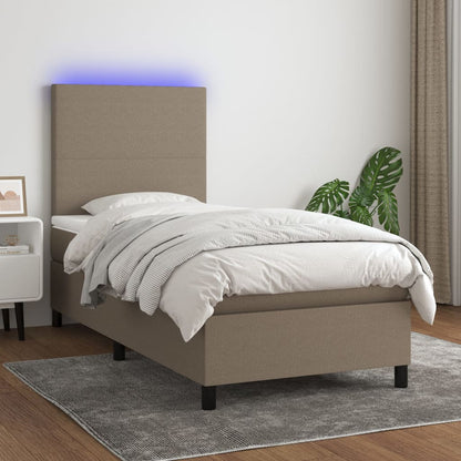 Box Spring Postel S Matrací A Led Textil Taupe