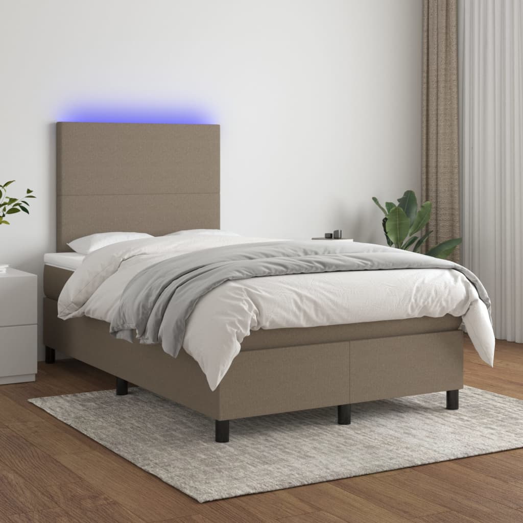 Box Spring Postel S Matrací A Led Textil Taupe