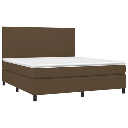 Box Spring Postel S Matrací A Led Tmavě Hnědá 160X200 Cm Textil