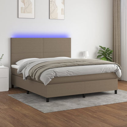 Box Spring Postel S Matrací A Led Textil Taupe