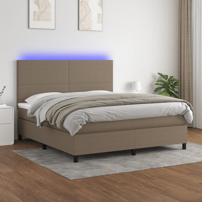 Box Spring Postel S Matrací A Led Textil Taupe