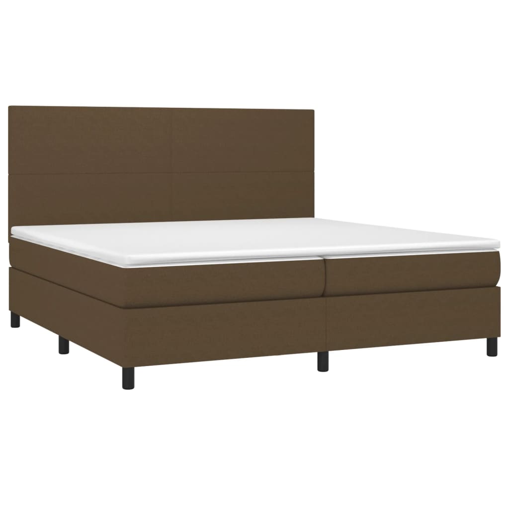 Box Spring Postel S Matrací A Led Tmavě Hnědá 200X200 Cm Textil