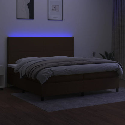 Box Spring Postel S Matrací A Led Tmavě Hnědá 200X200 Cm Textil