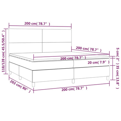 Box Spring Postel S Matrací A Led Tmavě Hnědá 200X200 Cm Textil