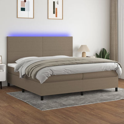 Box Spring Postel S Matrací A Led Textil Taupe