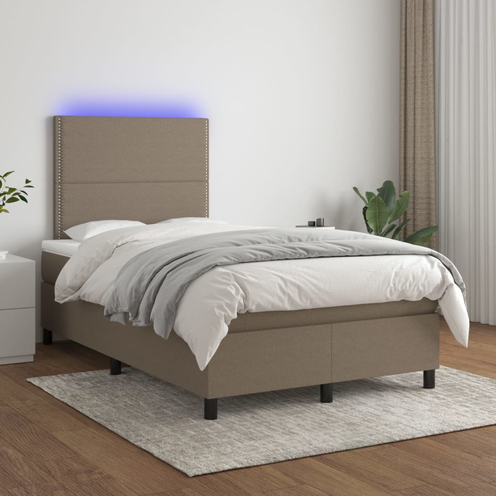Box Spring Postel S Matrací A Led Textil Taupe