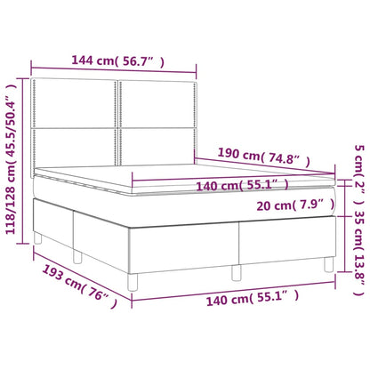 Box Spring Postel S Matrací A Led Tmavě Hnědá 140X190 Cm Textil