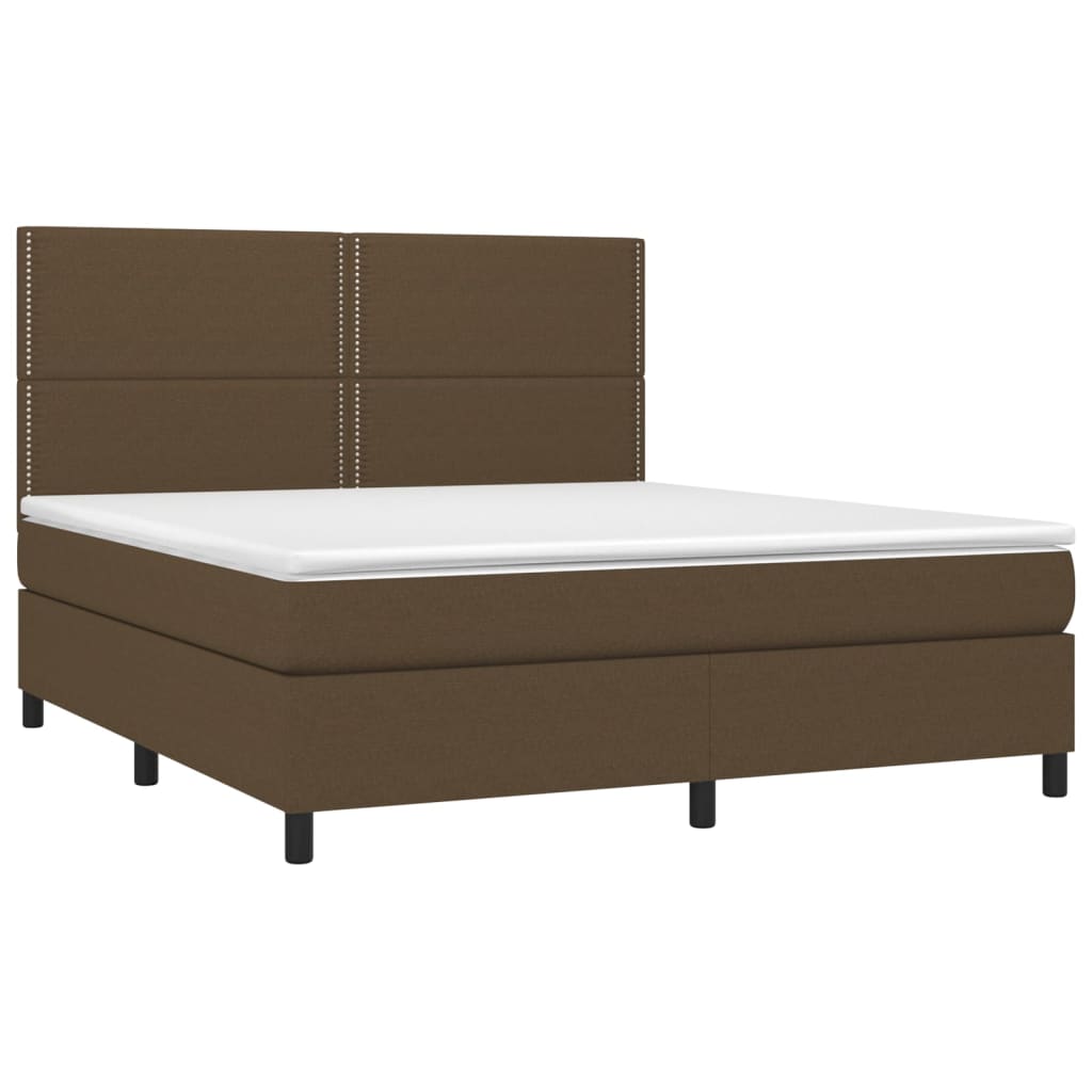 Box Spring Postel S Matrací A Led Tmavě Hnědá 180X200 Cm Textil