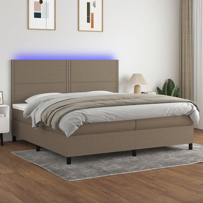 Box Spring Postel S Matrací A Led Textil Taupe