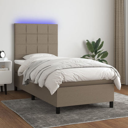 Box Spring Postel S Matrací A Led Textil Taupe