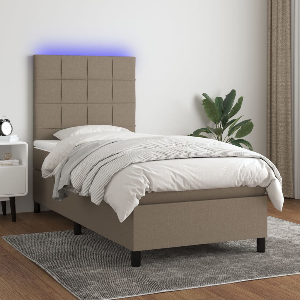 Box Spring Postel S Matrací A Led Textil Taupe