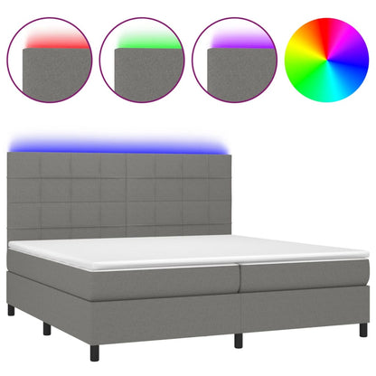Box Spring Postel S Matrací A Led Textil Tmavě Šedá
