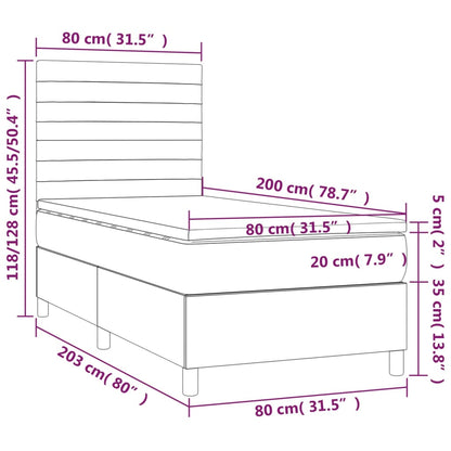 Box Spring Postel S Matrací A Led Tmavě Hnědá 80X200 Cm Textil