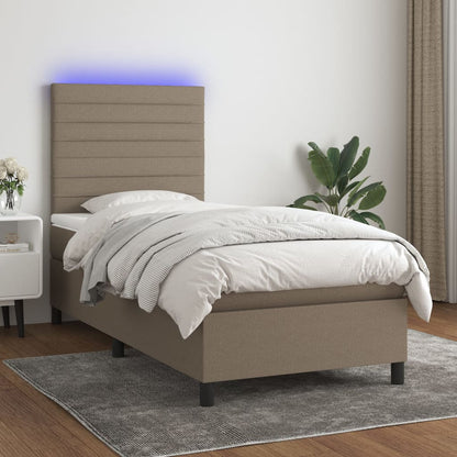Box Spring Postel S Matrací A Led Textil Taupe