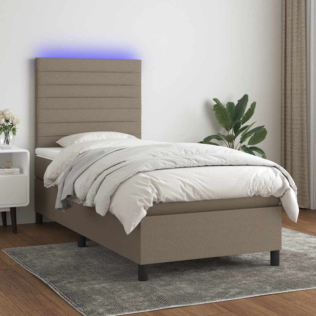 Box Spring Postel S Matrací A Led Textil Taupe