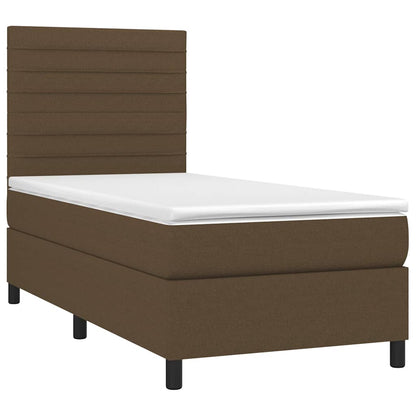 Box Spring Postel S Matrací A Led Tmavě Hnědá 90X200 Cm Textil