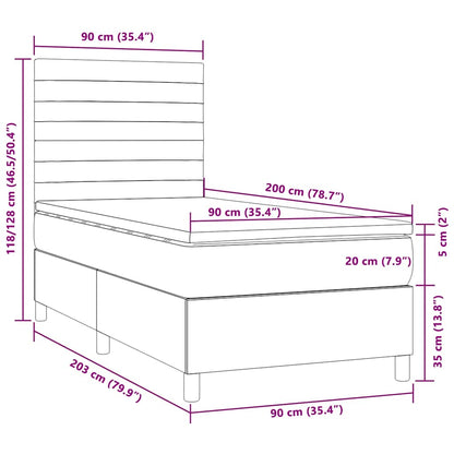 Box Spring Postel S Matrací A Led Tmavě Hnědá 90X200 Cm Textil