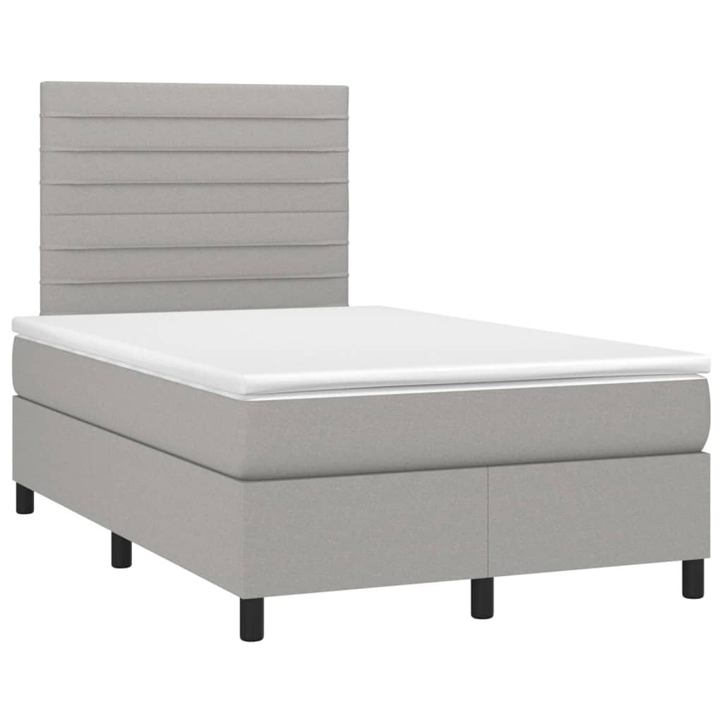 Box Spring Postel S Matrací A Led Textil Světle Šedá