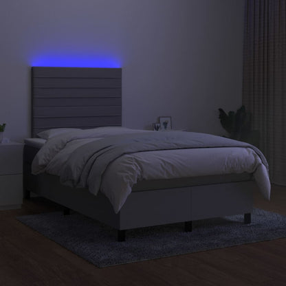 Box Spring Postel S Matrací A Led Textil Světle Šedá