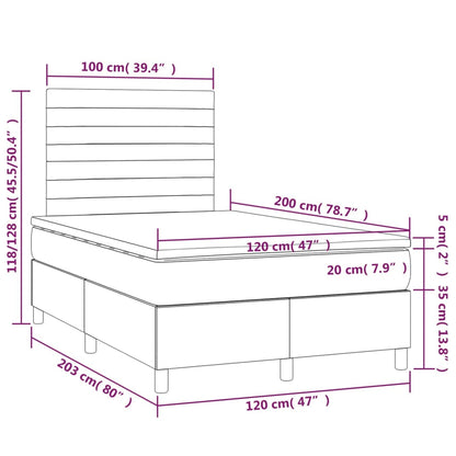 Box Spring Postel S Matrací A Led Tmavě Hnědá 120X200 Cm Textil